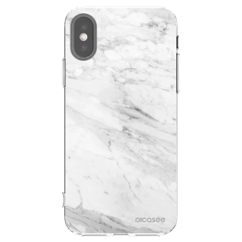 Picasee silikonowe przeźroczyste etui na Apple iPhone X/XS - White marble