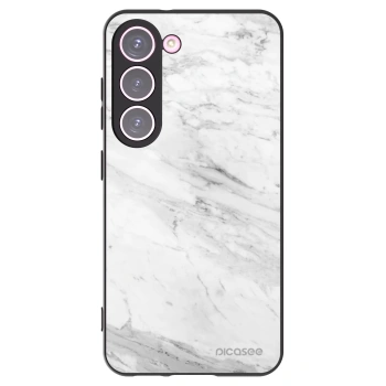 Picasee silikonowe czarne etui na Samsung Galaxy S23 5G - White marble