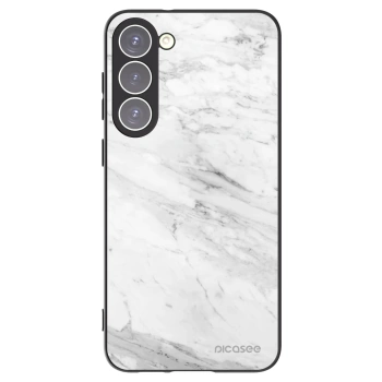 Picasee silikonowe czarne etui na Samsung Galaxy S23+ 5G - White marble