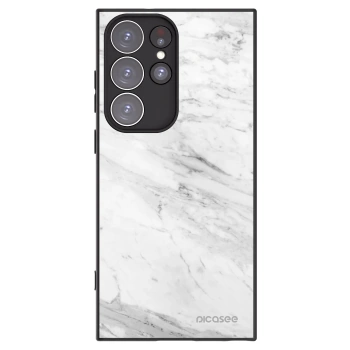 Picasee silikonowe czarne etui na Samsung Galaxy S23 Ultra 5G - White marble