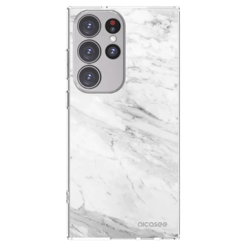 Picasee silikonowe przeźroczyste etui na Samsung Galaxy S23 Ultra 5G - White marble