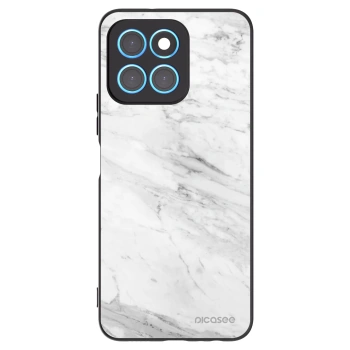 Picasee silikonowe czarne etui na Honor X8 5G - White marble