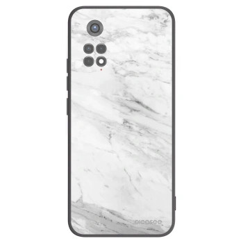 Picasee silikonowe czarne etui na Xiaomi Redmi Note 11S 5G - White marble