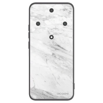 Picasee silikonowe czarne etui na Honor Magic5 Lite 5G - White marble