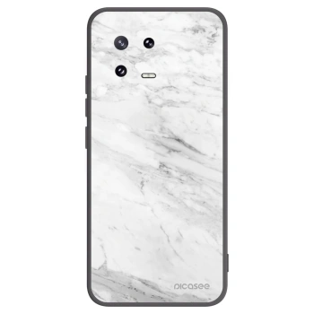 Picasee silikonowe czarne etui na Xiaomi 13 Pro - White marble