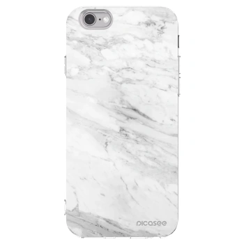 Picasee silikonowe przeźroczyste etui na Apple iPhone 6/6S - White marble