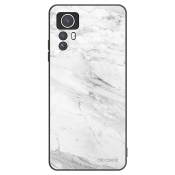 Picasee silikonowe czarne etui na Xiaomi Redmi Note 12S - White marble