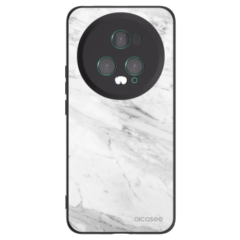 Picasee silikonowe czarne etui na Honor Magic5 Pro - White marble