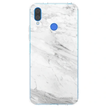 Picasee silikonowe przeźroczyste etui na Huawei Nova 3 - White marble