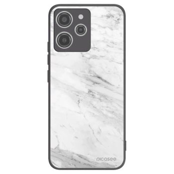 Picasee silikonowe czarne etui na Xiaomi Redmi 12 4G - White marble