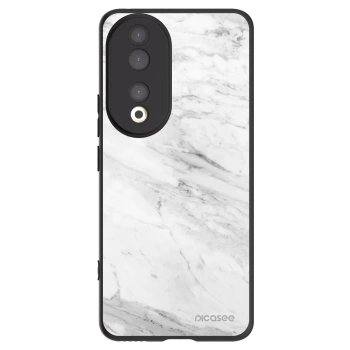 Picasee silikonowe czarne etui na Honor 90 5G - White marble