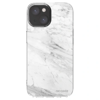 Picasee silikonowe przeźroczyste etui na Apple iPhone 15 - White marble