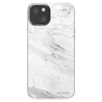 Picasee silikonowe przeźroczyste etui na Apple iPhone 15 Plus - White marble