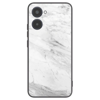Picasee silikonowe czarne etui na Realme 10 4G - White marble