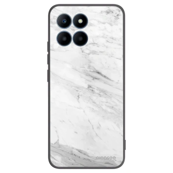 Picasee silikonowe czarne etui na Honor 70 Lite - White marble