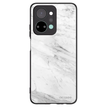 Picasee silikonowe czarne etui na Honor X7a - White marble