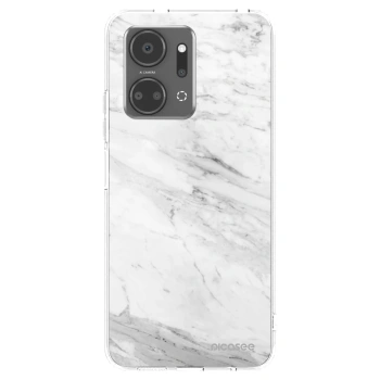 Picasee silikonowe przeźroczyste etui na Honor X7a - White marble