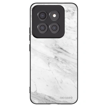 Picasee silikonowe czarne etui na Xiaomi 14 Pro - White marble