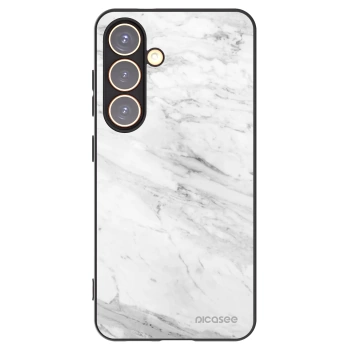 Picasee silikonowe czarne etui na Samsung Galaxy S24 S921B 5G - White marble
