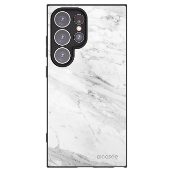 Picasee silikonowe czarne etui na Samsung Galaxy S24 Ultra S928B 5G - White marble