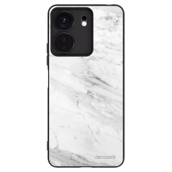 Picasee silikonowe czarne etui na Xiaomi Redmi 13C 4G - White marble