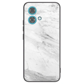Picasee silikonowe czarne etui na Motorola Edge 40 Neo - White marble