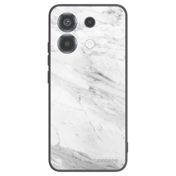 Picasee silikonowe czarne etui na Xiaomi Poco X6 - White marble