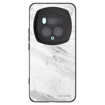 Picasee silikonowe czarne etui na Honor Magic6 Pro - White marble