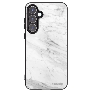 Picasee silikonowe czarne etui na Samsung Galaxy A55 5G A556B - White marble