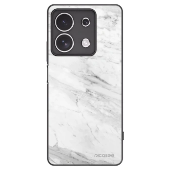 Picasee silikonowe czarne etui na Xiaomi Redmi Note 13 4G - White marble