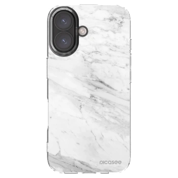Picasee silikonowe przeźroczyste etui na Apple iPhone 16 - White marble