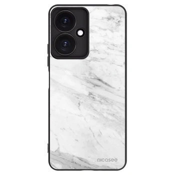 Picasee silikonowe czarne etui na Xiaomi Redmi 13C 5G - White marble