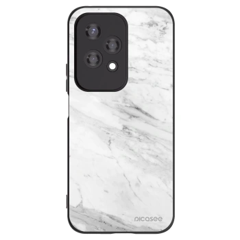 Picasee silikonowe czarne etui na Honor 200 Lite - White marble