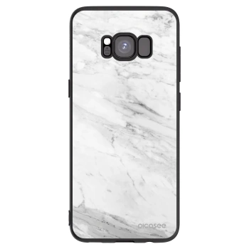 Picasee silikonowe czarne etui na Samsung Galaxy S8 G950F - White marble