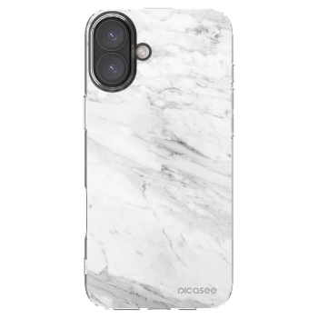 Picasee silikonowe przeźroczyste etui na Apple iPhone 16 Plus - White marble