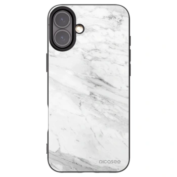 Picasee silikonowe czarne etui na Apple iPhone 16 Plus - White marble