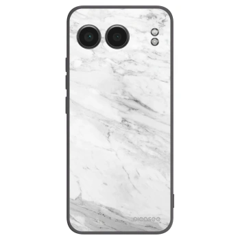 Picasee silikonowe czarne etui na OnePlus Nord 4 - White marble
