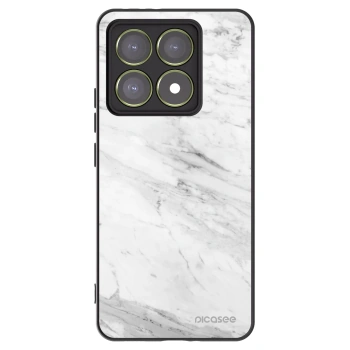 Picasee silikonowe czarne etui na Xiaomi 14T - White marble