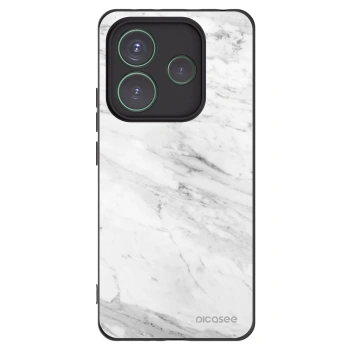 Picasee silikonowe czarne etui na Xiaomi Redmi Note 14 5G - White marble