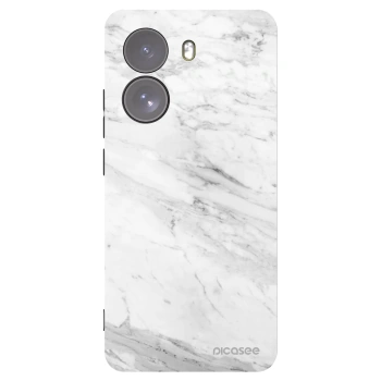 Picasee silikonowe czarne etui na Xiaomi Poco X7 - White marble