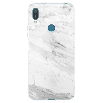 Picasee silikonowe przeźroczyste etui na Huawei Y7 2019 - White marble