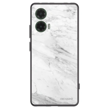 Picasee silikonowe czarne etui na Motorola Moto G35 5G - White marble