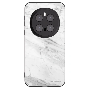 Picasee silikonowe czarne etui na Honor Magic7 Pro 5G - White marble