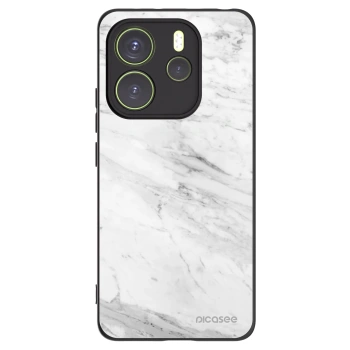 Picasee silikonowe czarne etui na Xiaomi Redmi Note 14 4G - White marble