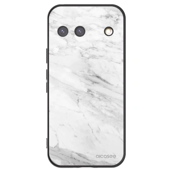 Picasee silikonowe czarne etui na Google Pixel 9 - White marble