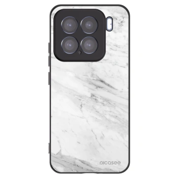 Picasee silikonowe czarne etui na Xiaomi 15 - White marble