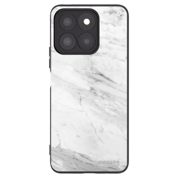Picasee silikonowe czarne etui na Honor X8c - White marble