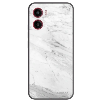 Picasee silikonowe czarne etui na Motorola Moto G05 - White marble
