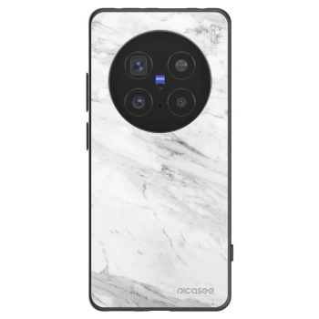 Picasee silikonowe czarne etui na Vivo X200 Pro - White marble