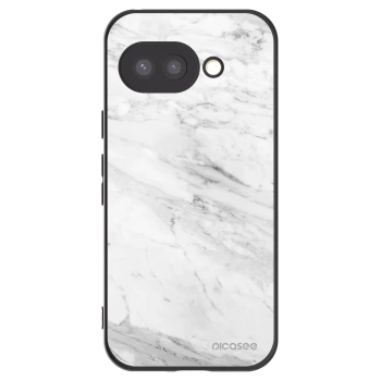 Picasee silikonowe czarne etui na Google Pixel 9a - White marble